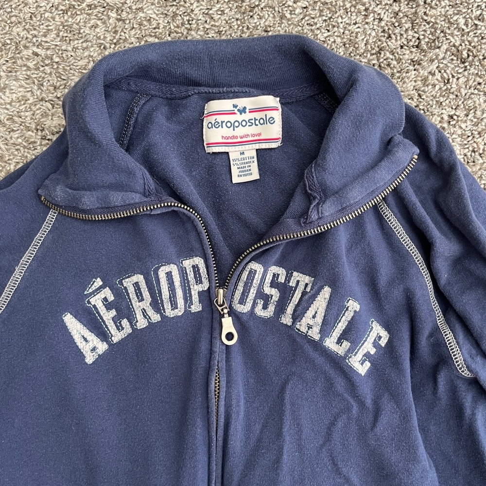 Aeropostale Blue Y2K Zip Up Collared Sweatshirt - Picture 3 of 5